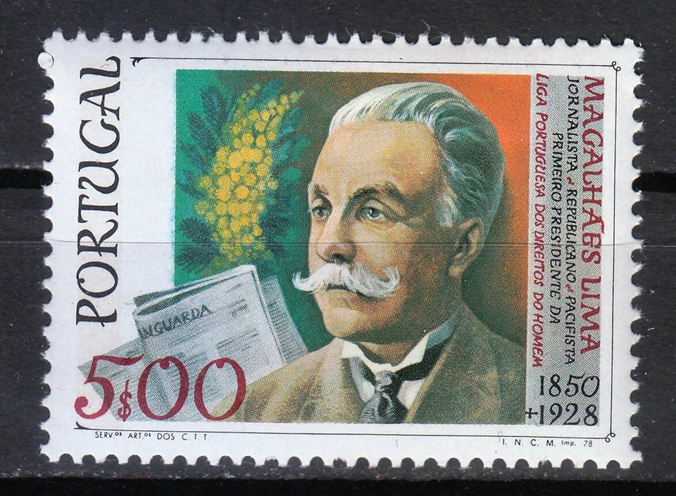 Portugal 1978 MNH Mi 1421 Sc 1410 Sebastiao Magalhaes Lima , journalist ** - Image 1 of 1