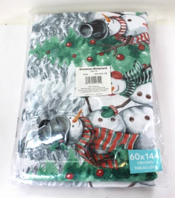 Elrene Snowman Winterland Holiday Snowflake Oblong Tablecloth 60 x 144 - Image 1 of 4