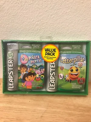 Leapster Learning System Games 2 Pack Dora Pinata Party and Letterpillar - Image 1 of 4