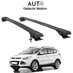 Roof Rack Cross Bars compatible w/ Ford Kuga 2013-2019 Aluminum Bars Black 2Pc - Picture 1 of 12