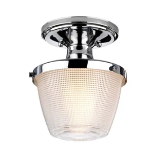 Plafoniera Lampada da Interni Acciaio Vetro Cromo IP44 Bagno D 18,2 CM - Foto 1 di 2