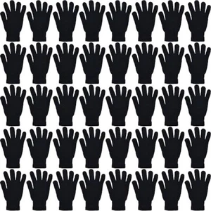 24 pares de guantes cálidos de invierno a granel para hombres y mujeres guantes tejidos para clima terroso negros - Imagen 1 de 7