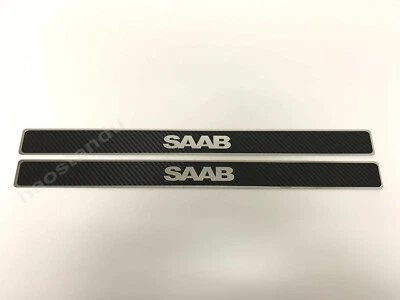 Пластины для защиты порогов дверей из нержавеющей стали SAAB 2 шт. в углеродном стиле - Изображение 1 из 3
