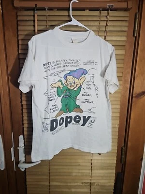 Camiseta Verdadera Vintage Años 80 90 Blancanieves Enano Drogado Disney Linda Divertida M Foto 1 de 4