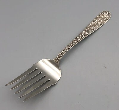 Antique S Kirk&Son Sterling Silver Repousse X-Large Buffet Salad Serving Fork - Image 1 of 4