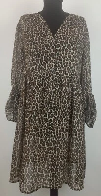 Two by Vince Camuto Women's Animal Print Sheer Dress Empire Waist Size Petite L - Image 1 of 4