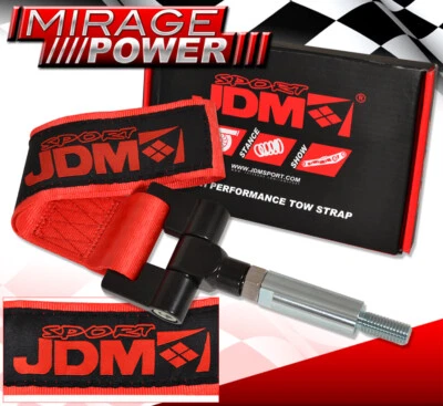 For 2008+ Infiniti G37 Towing Tow Hook Nylon Strap + Screw On Bolt Adapter Red Foto 1 de 4