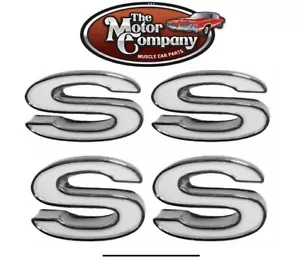 1969 1970 1971 1972 1972 emblemas Chevelle SS Fender conjunto de 4 metales estilo original - Imagen 1 de 1