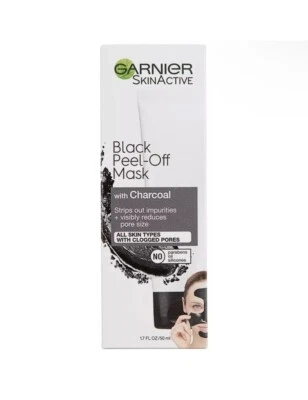 Garnier SkinActive Mascarilla Facial Despelable Negra con Carbón, 1.7 OZ Foto 1 de 2