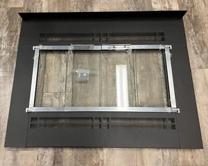 Stoll Prefab Fireplace Re-Face Kit Textured Black & Chrome Doors 44" x 33.75" - Picture 1 of 5