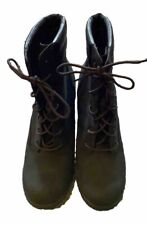 Timberland Camdale Boots Black Suede Mixed Media Heeled  Size 10