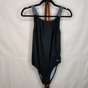 Champion women's M(8-10) unilned one-piece swimsuit black wide strap open back - Picture 1 of 6