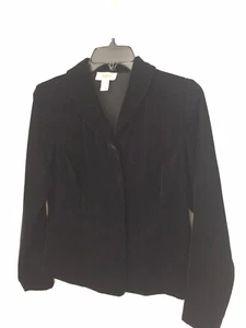 Talbots Blazer Jacket Black Velvet Women’s Sz 4 Long Sleeves Button Front New - Picture 1 of 6