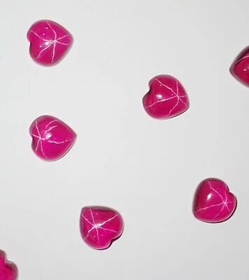 Transparent Star Ruby Heart 10x10 mm Cabochon 6 Rayed Lab-created 8 pieces Lot - Image 1 of 4