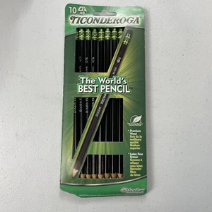 Dixon Ticonderoga Wood-Cased #2 Pencils, Pre-Sharpened, Box of 10 Black - Picture 1 of 4