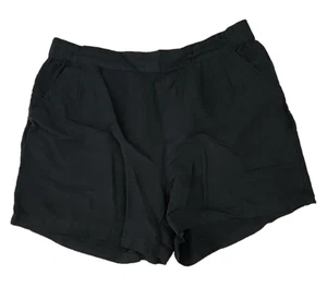 A New Day Linen Blend Shorts Women's L Black Pull On Elastic Waist 34 x 4.5 - Picture 1 of 11