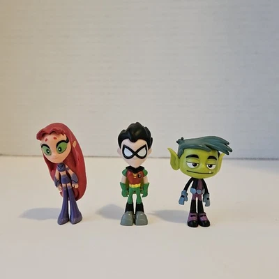 Teen Titans Go Deluxe Pack 3 Mini Figure Set Beast Boy Robin Starfire 3x - Image 1 of 4