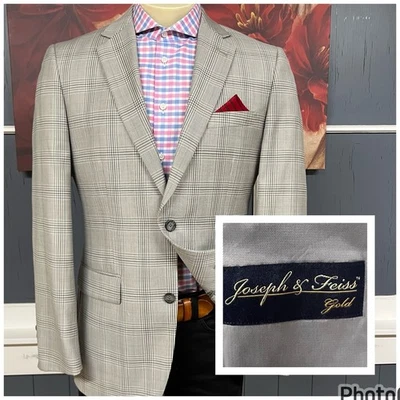 Joseph & Feiss Blazer Jacket Sport Coat Mens 40R Classic Fit Wool Polyester Gray - Image 1 of 4