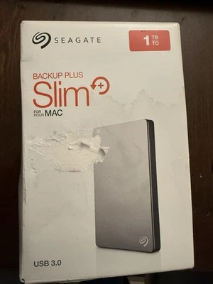 Seagate Backup Plus Slim 1TB External HD for Mac SRD00F1 USB 3.0 - Silver - Image 1 of 4