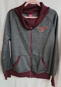 Virginia Tech Hokies Cowl Neck Jacket Women Large Full Zip Campus Heritage EUC - Picture 1 of 4