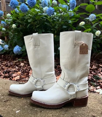 Frye Engineer Boots White Leather Harness Women’s Size 7 Go-go mod boho festival - Image 1 of 4