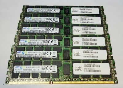 Lot of 6 SAMSUNG 8GB 2Rx4 PC3-12800R M393B1K70DH0-YK0 ECC server memory - Image 1 of 2