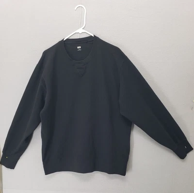 Suéter Uniqlo Hombres XL Negro Polar Manga Larga Cuello Redondo Peso Pesado Pullover Foto 1 de 4
