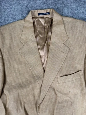 Lands End Blazer Mens 40S Tan Beige 100% Linen Sport Coat Two Button Jacket - Image 1 of 4