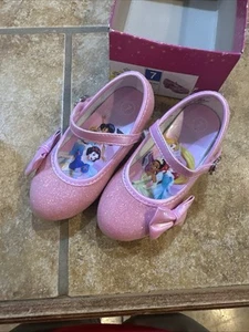 Disney Princess Girl Heel Dress Up Shoes Glitter Coated Pink Kid Sz 7 New - Picture 1 of 10