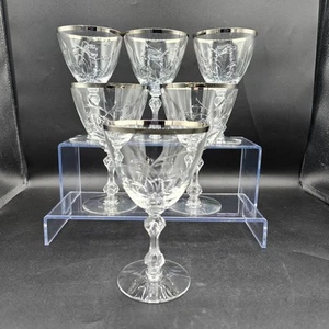 Set of 6 Tiffin-Franciscan Carillon Water Goblets 6.5" Inch Glasses Platinum Rim - Picture 1 of 5