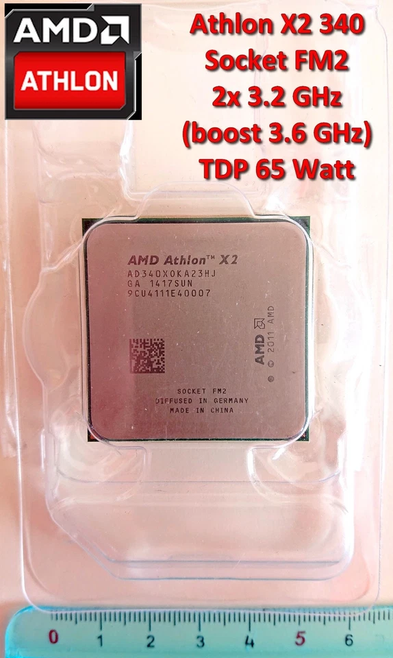 CPU AMD Athlon X2 340 - Socket FM2 (3.2 GHz x2 - boost 3.6) - Processore 65 watt - Immagine 1 di 4