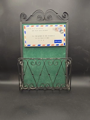 Vintage Retro Scroll Work Wrought Iron Mail Letter/Bill Holder Wall Hang  - Image 1 of 4