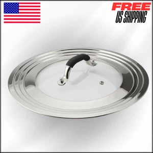 Universal Lid for Pans Pots Fits 8.25 9 10 11 12" Cast Iron Skillets Frying Woks - Picture 1 of 12