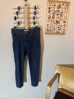 Pantalones de mezclilla para mujer Anne Klein tiro medio ajustados al tobillo Leo azul lavado oscuro talla Foto 1 de 4