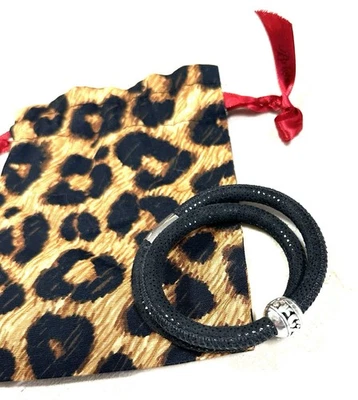 Lote de pulsera doble negra y cuentas de plata Brighton Woodstock Foto 1 de 3