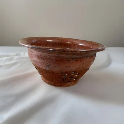 Handmade Footed Colander Berry Bowl Glazed Country Farm Rustic 5.5” Diameter - Image 1 of 4