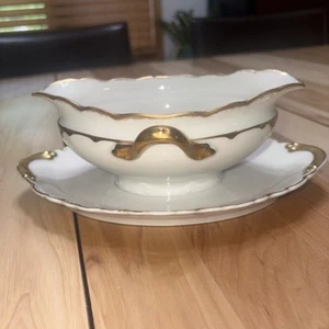 Haviland Limoges Gravy Boat Attached Underplate Panton And White Co - Picture 1 of 4