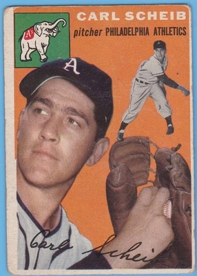 1954 Topps #118 Carl Scheib. Atletismo de Filadelfia. GD/VG. Foto 1 de 2