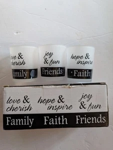 3er Set Glas Votivkerzenhalter Familie Glaube Freunde - Bild 1 von 5