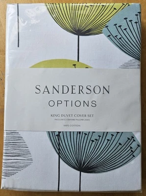 SANDERSON KING SIZE Duvet Cover Set DANDELION CLOCKS CHAFFINCH New 100% Cotton - Image 1 of 2