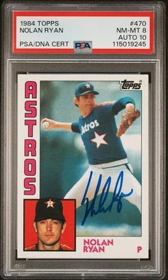 Tarjeta automática firmada por Nolan Ryan Topps #470 1984 PSA ADN 8 10 Foto 1 de 2