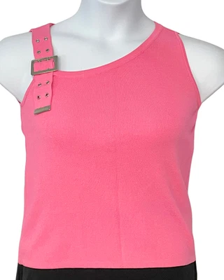 De Colección Y2K Joseph A Talla M Camiseta sin Mangas Un Hombro Hebilla Correa Rosa Nuevo Indie Sleaze Foto 1 de 4