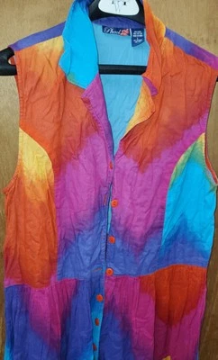 Vestido maxi vintage Phool grande 16 arco-íris anos 90 Y2K boho hippie festival exclusivo - Imagem 1 de 4