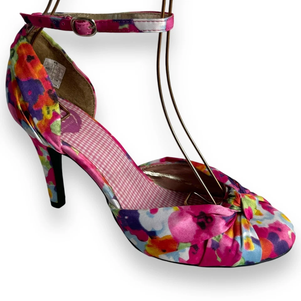 K9 Rocket Dog Floral Ankle Strap Stilettos Pumps Heels Pink Women's Size 10M - Image 1 of 4