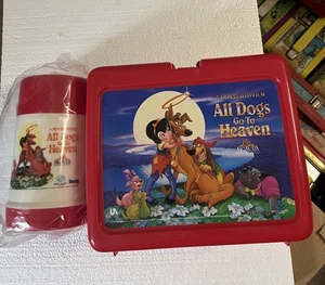 Vintage 1990 All Dogs Go To Heaven Plastic Lunchbox. New Thermos! - Picture 1 of 11