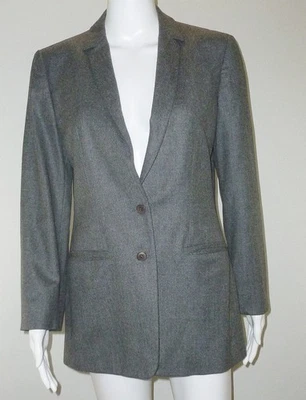 女式 Calvin Klein 灰色羊毛混纺 2 纽扣西装外套 4 码意大利制造全新无标签 — 第 1/4 张图片