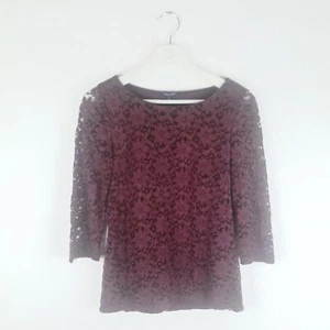 Phase Eight Womens Top Purple UK 8 Lace 3/4 Sleeve Floral Design Stretch Lined - Picture 1 of 21