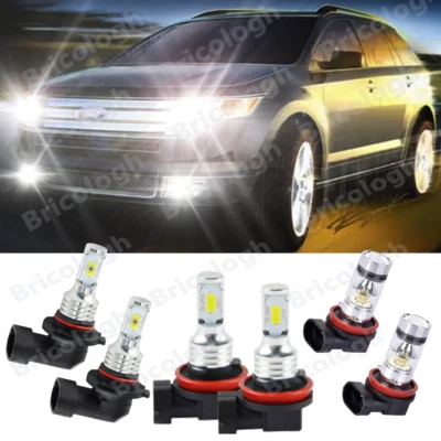 Для Ford Edge 2007-2010 6 белых светодиодных фар высокие/низкие лампы + противотуманные фары комбинированные - Изображение 1 из 4