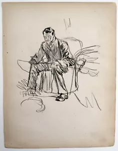 F. H. Townsend (1868–1920) charcoal drawing. Seated male figure. Editor of Punch - Picture 1 of 4