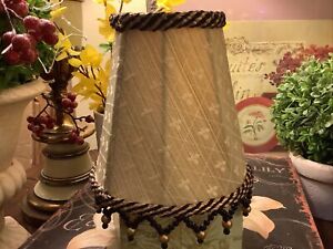 Clip-On Lamp Shade~5.25”H~Bees & Black & Gold Trim~Beading~FREE SHIPPING~LOOK~🐝